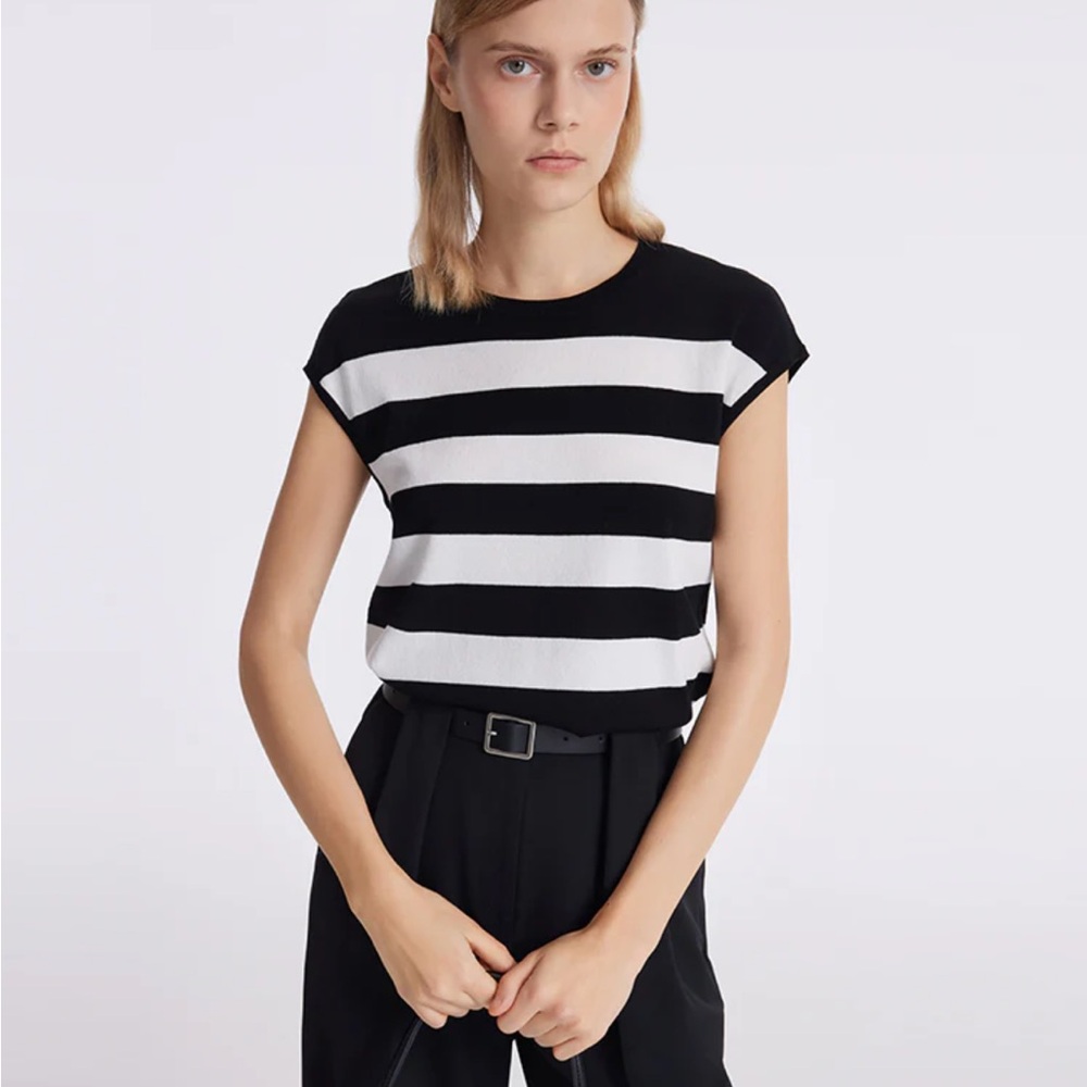 Goelia Tencel Striped Knitted Women Tank Top size Large